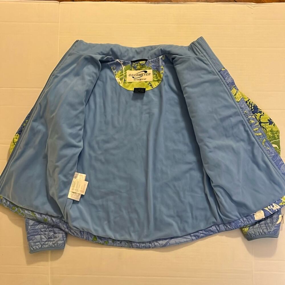 Obermeyer Women's Ski Jacket Size 8 Light Blue Print Quilted Zip Front Pockets - Picture 15 of 15